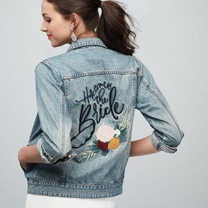 David's Bridal Here Comes The Bride Denim Jacket